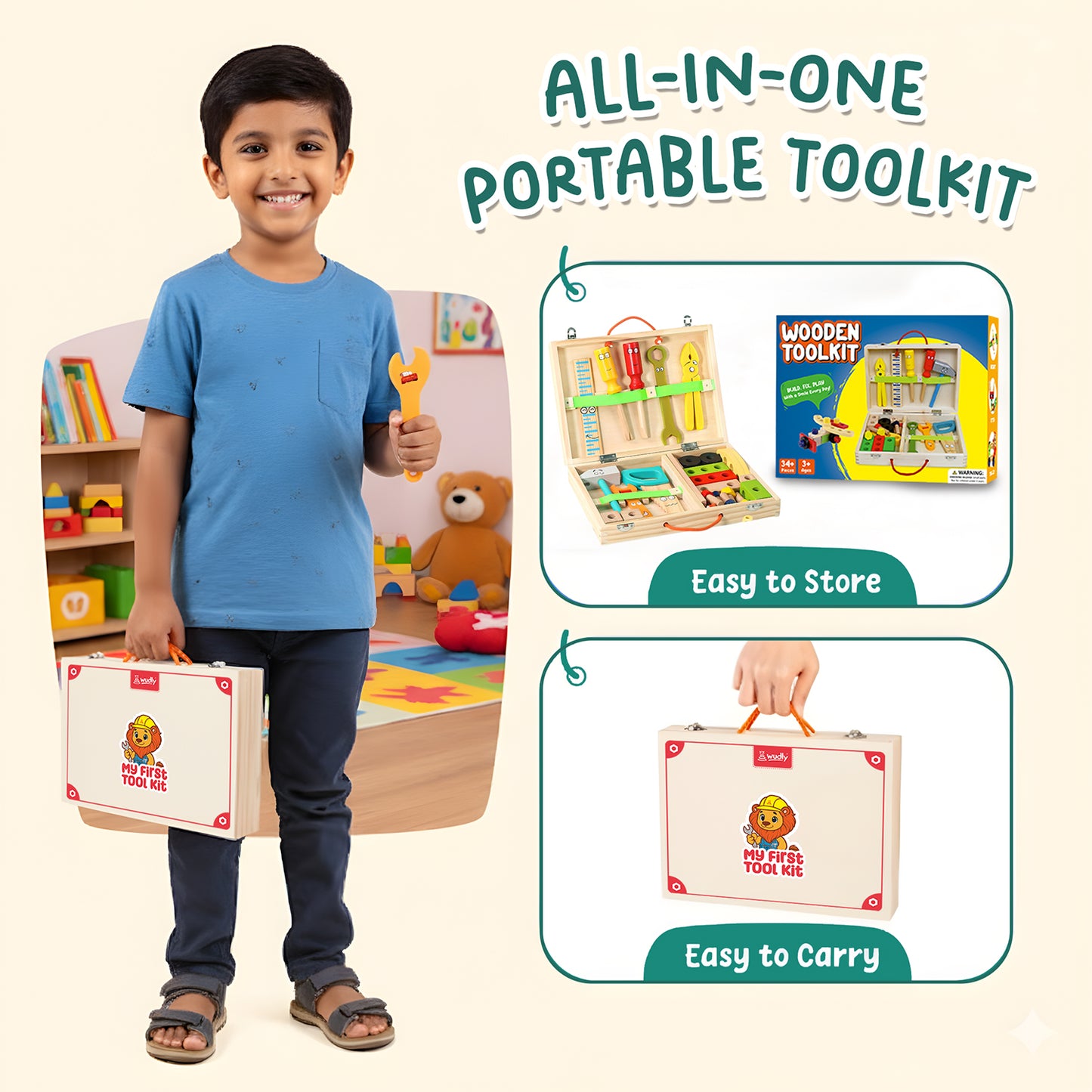 Wudly Wooden Tool Box