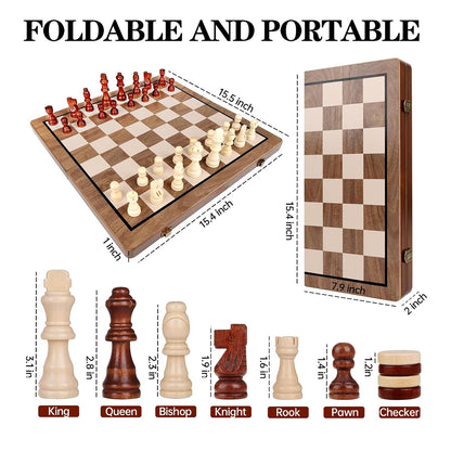 Wudly 2-in-1 Big Chess & Checkers