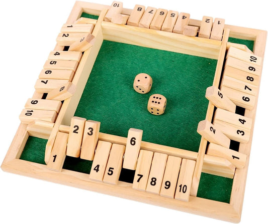 WUDLY Wooden Shut the Box Dice Game Shut The Box, Wooden Learning Game Set, 18 Pieces, Ages 3+ (Classic)