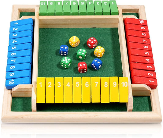 Wudly Classic Shut the Box Dice Game, Shut The Box, Wooden Learning Game Set, 18 Pieces, Ages 3+ (Color)