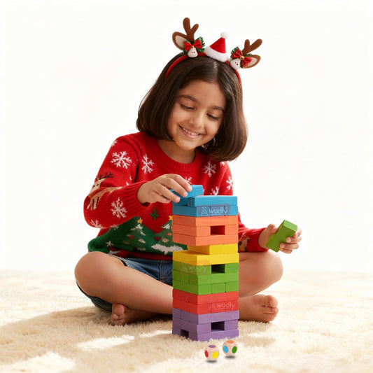 WUDLY Colorful Wooden Stacking Tower