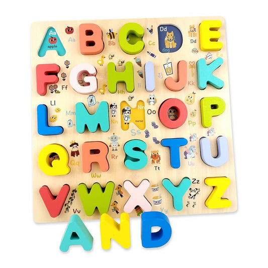 WUDLY Wooden Alphabet Puzzle Board