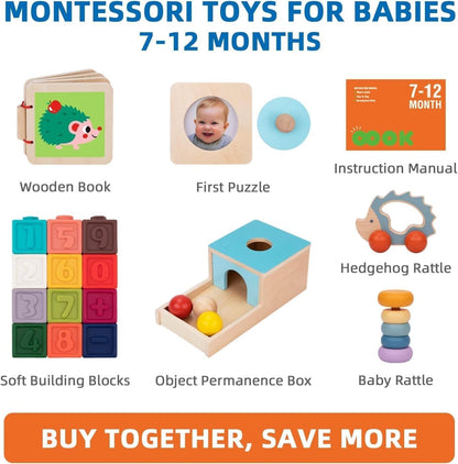 WUDLY Montessori Wooden Educational Toy Box for 7–12 Months