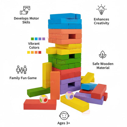 WUDLY Colorful Wooden Stacking Tower