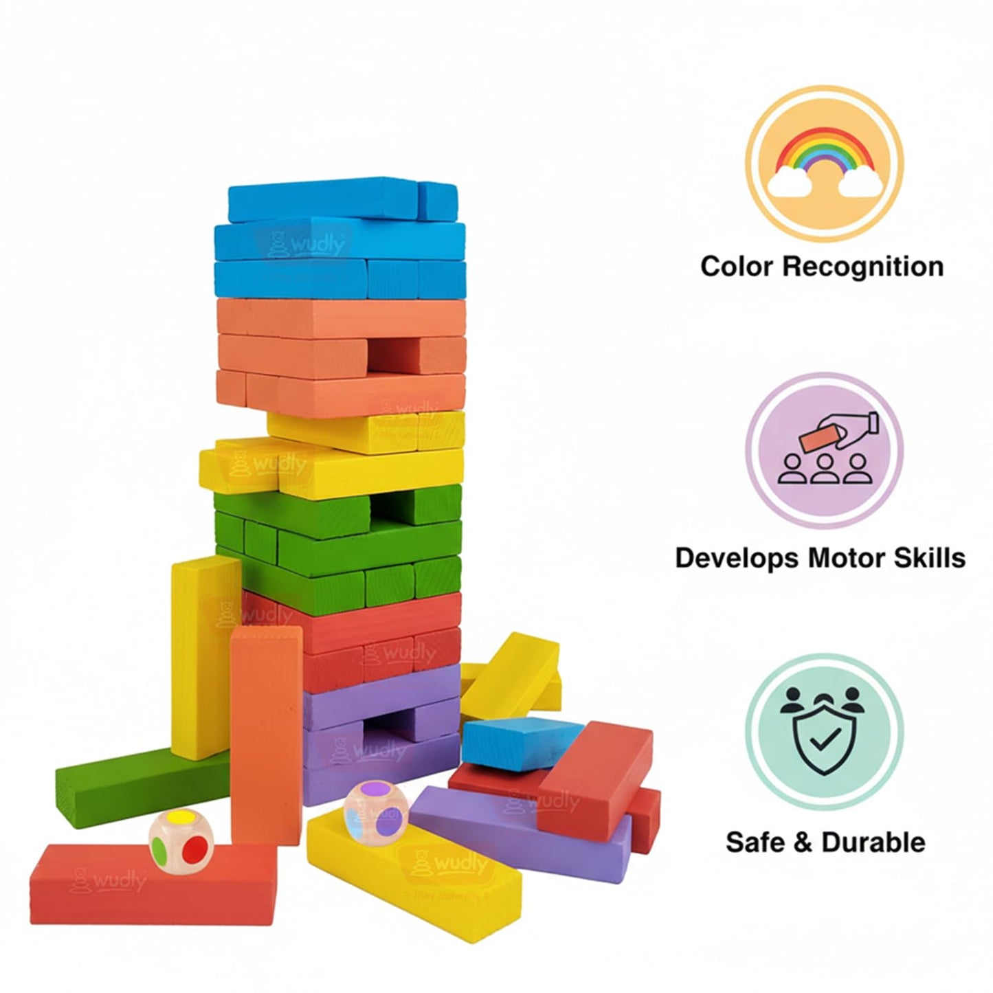 WUDLY Colorful Wooden Stacking Tower