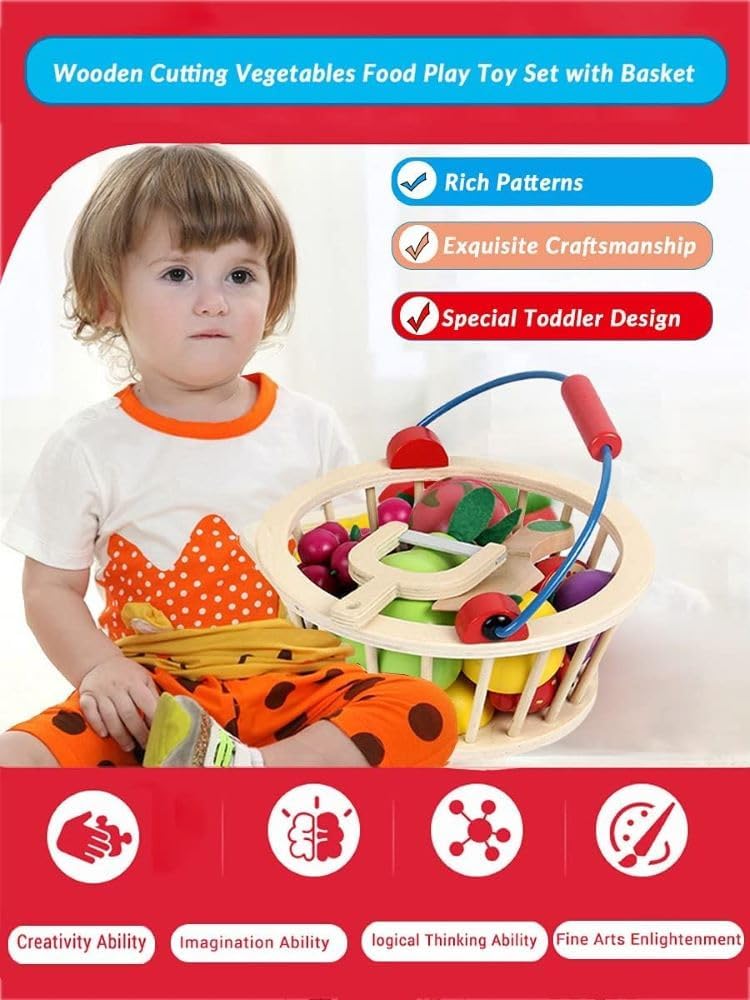 Wudly Wooden Magnetic Cutting Fruit