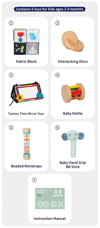 WUDLY Montessori Learning Wooden Baby Toys,3-4 Months