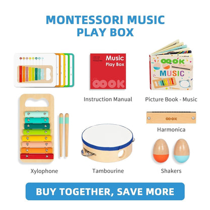 Wudly Montessori Learning Wooden Baby Toys, Music Play Box