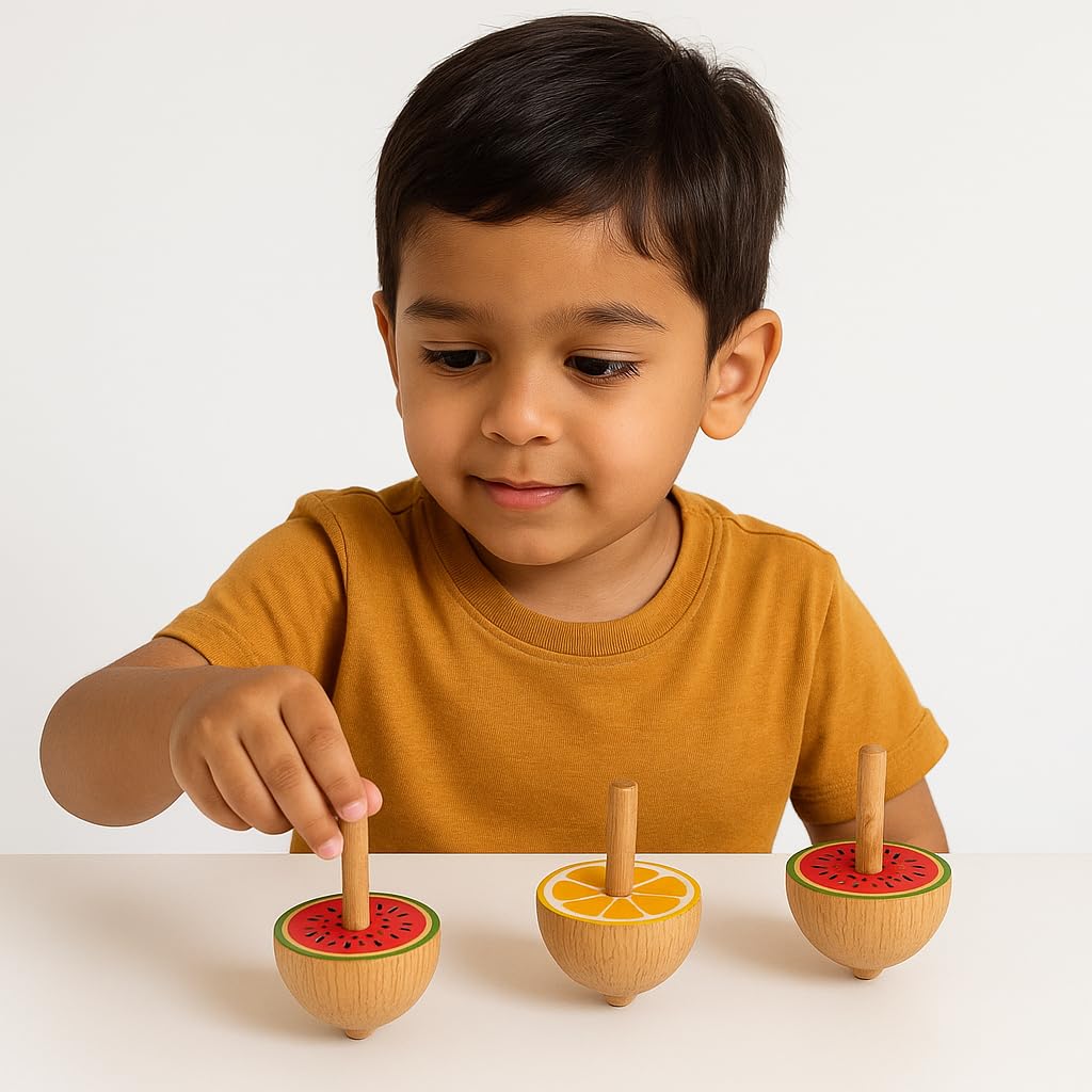 Wudly Toys Wooden Spinning Top