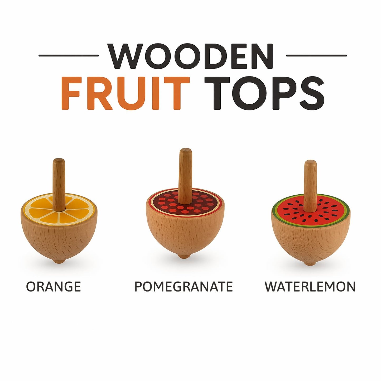 Wudly Toys Wooden Spinning Top