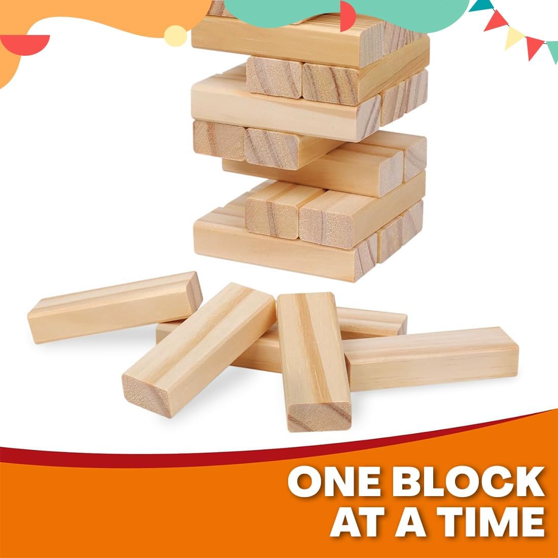 WUDLY Wooden Tumbling Tower Game 54 Pcs.