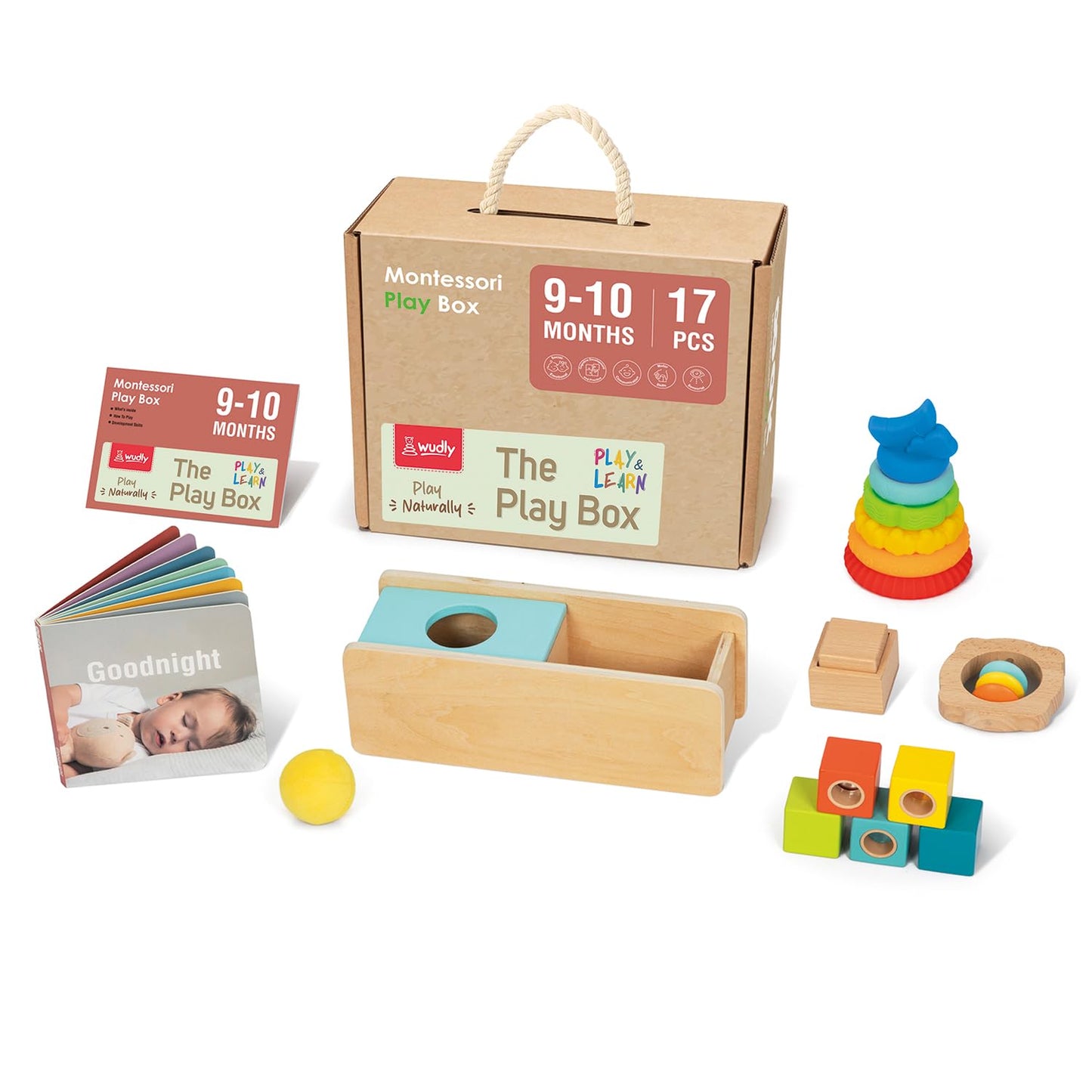 Wudly Montessori Wooden Educational Toy Box,9-10 Months