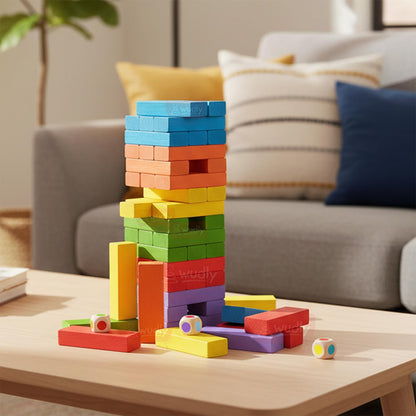 WUDLY Colorful Wooden Stacking Tower