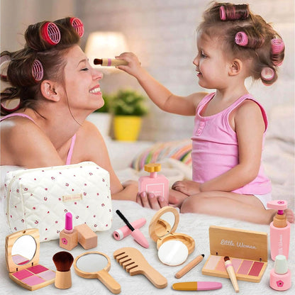 WUDLY Wooden Makeup Toy Set for Girls