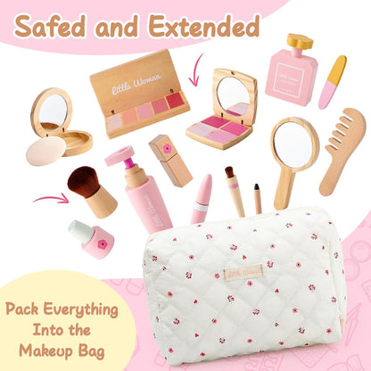 WUDLY Wooden Makeup Toy Set for Girls