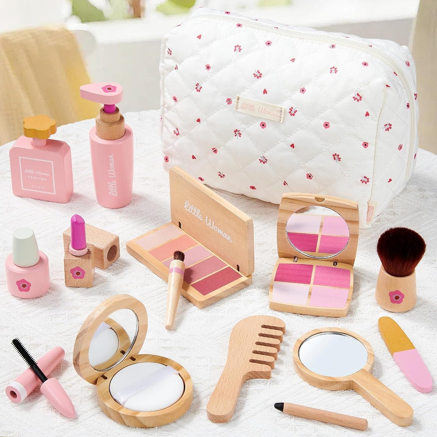 WUDLY Wooden Makeup Toy Set for Girls