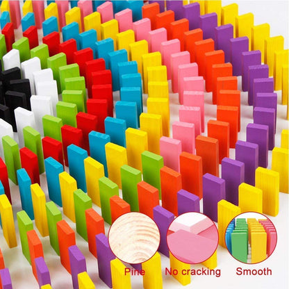 WUDLY 120 Pcs 12 Color Wooden Dominos Blocks Set