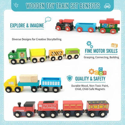 Wudly Wooden Toy Magnetic Train Set