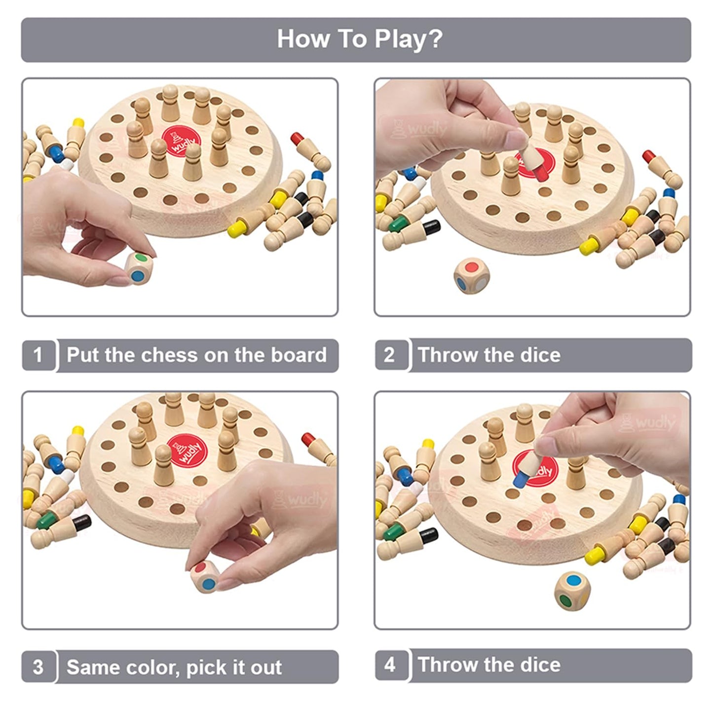 Wudly Wooden Memory Chess