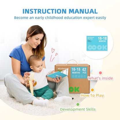 WUDLY Montessori Learning Wooden Baby Toys,16-18 Months