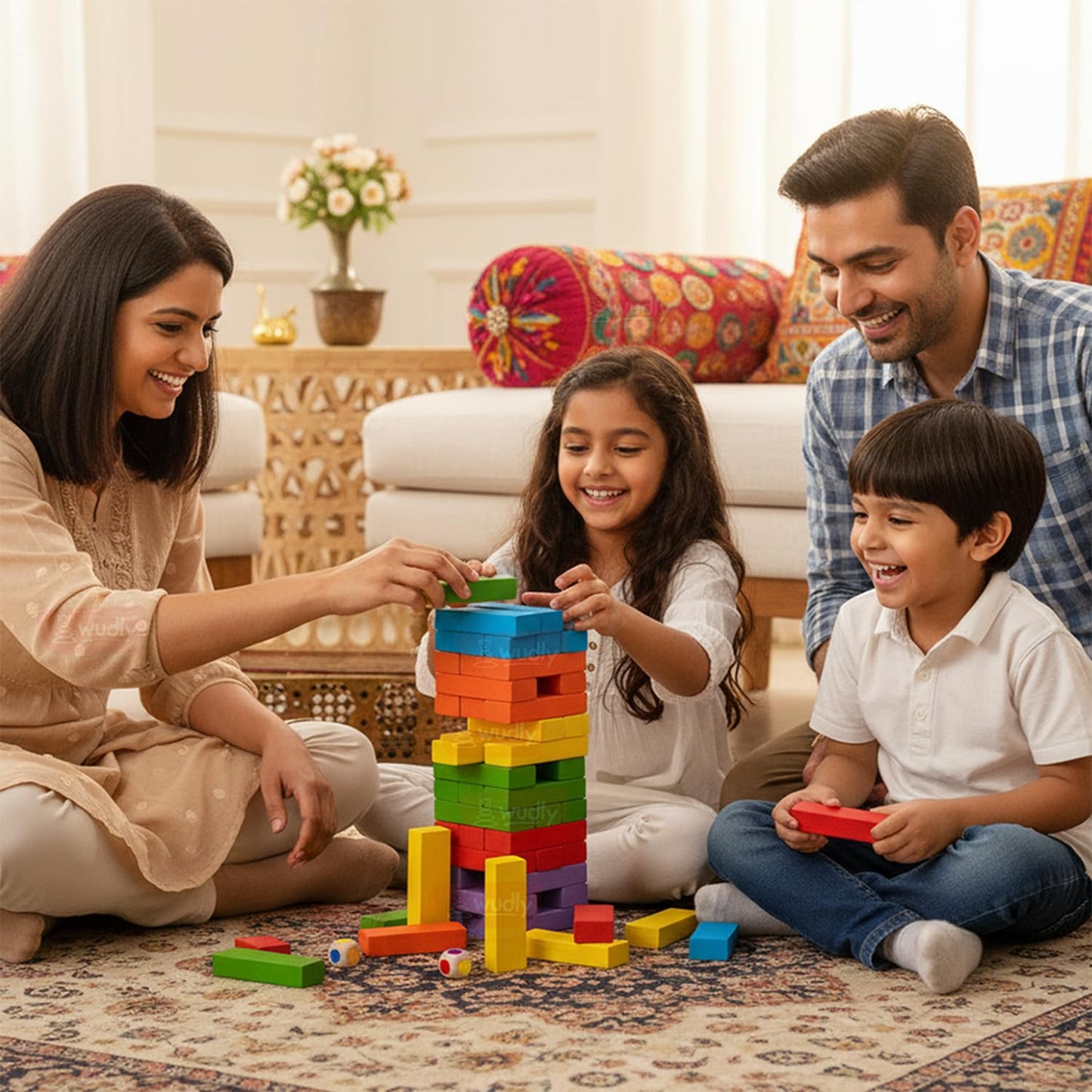 WUDLY Colorful Wooden Stacking Tower