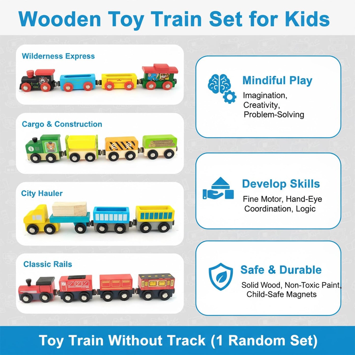 Wudly Wooden Toy Magnetic Train Set