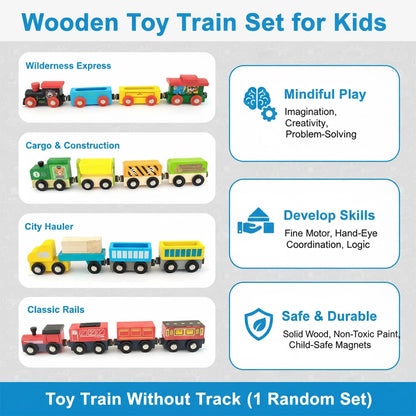 Wudly Wooden Toy Magnetic Train Set