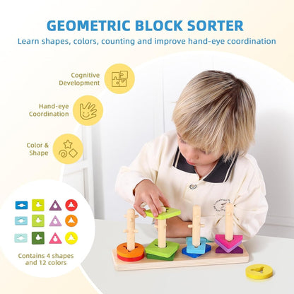 Wudly Montessori Learning Wooden Baby Toys,25-30 Months