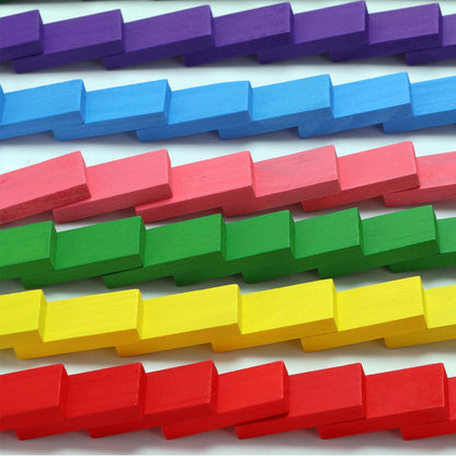 WUDLY 120 Pcs 12 Color Wooden Dominos Blocks Set