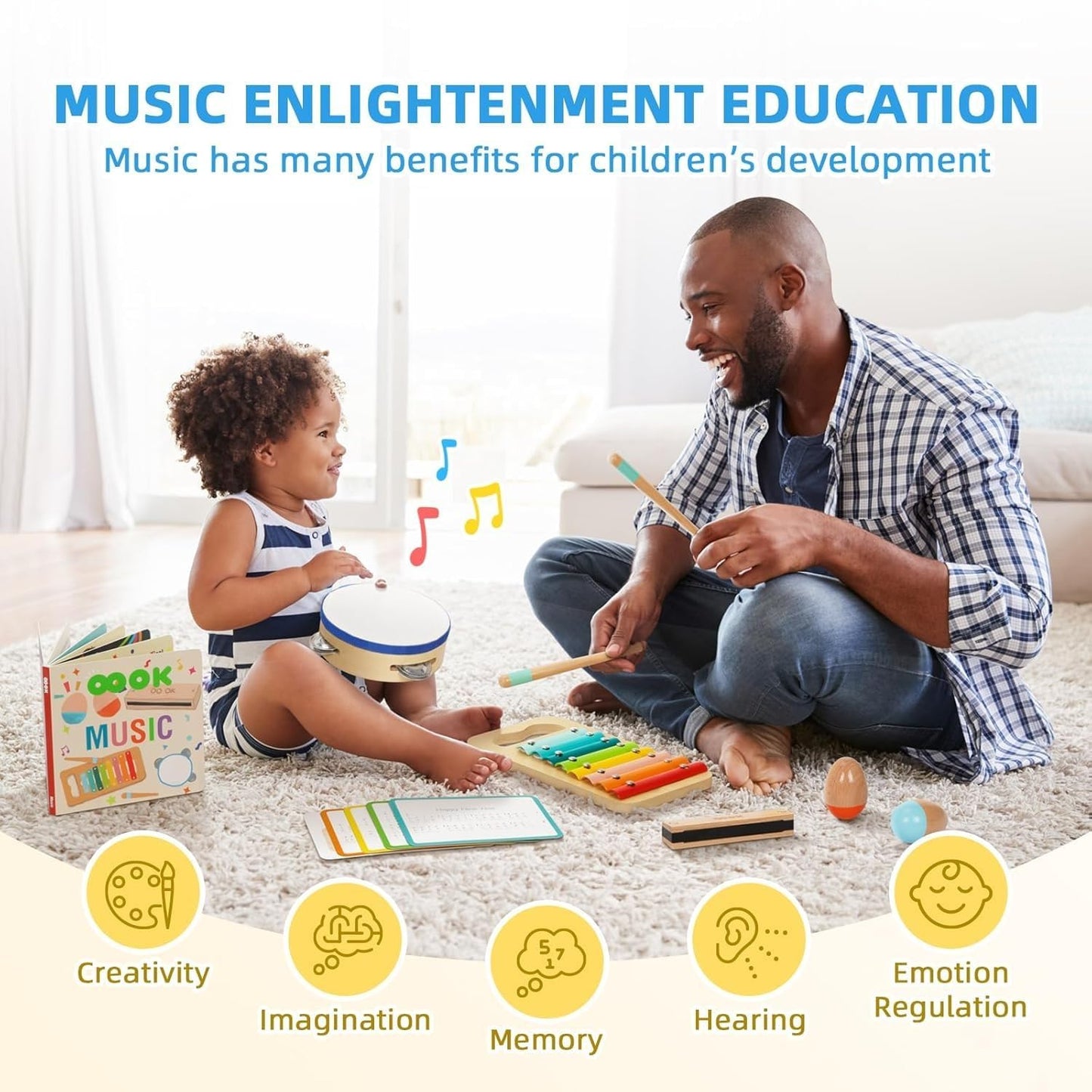 Wudly Montessori Learning Wooden Baby Toys, Music Play Box