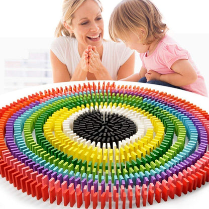 WUDLY 120 Pcs 12 Color Wooden Dominos Blocks Set