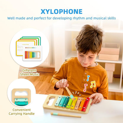 Wudly Montessori Learning Wooden Baby Toys, Music Play Box