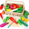 Wudly Wooden Cutting Vegetable With Wood Knife & Storage Basket