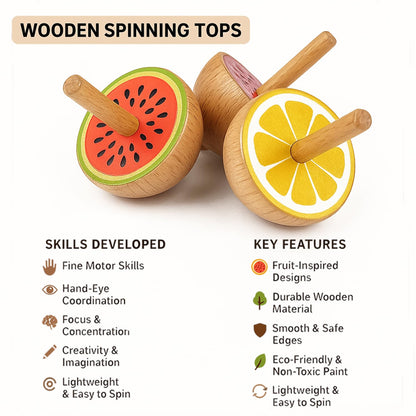 Wudly Toys Wooden Spinning Top
