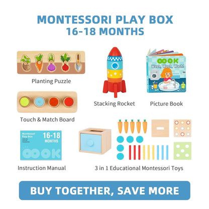 WUDLY Montessori Learning Wooden Baby Toys,16-18 Months