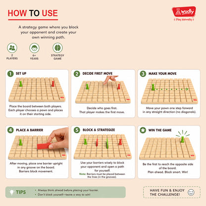 Wudly  Wooden Barrier Minds Strategy Board Game