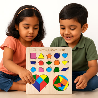 Wudly Wooden Alphabet, Number & Shape Learning Puzzle for Kids – Early Educational Toy (Multiple Variations)