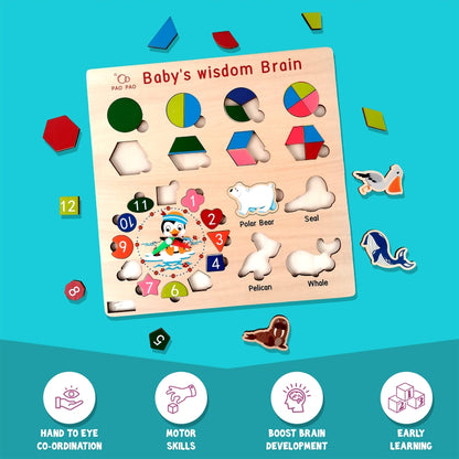 Wudly Wooden Alphabet, Number & Shape Learning Puzzle for Kids – Early Educational Toy (Multiple Variations)