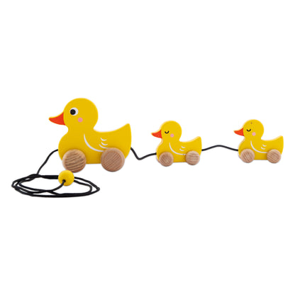 Wudly Wooden Duck Family Pull-Along Toy