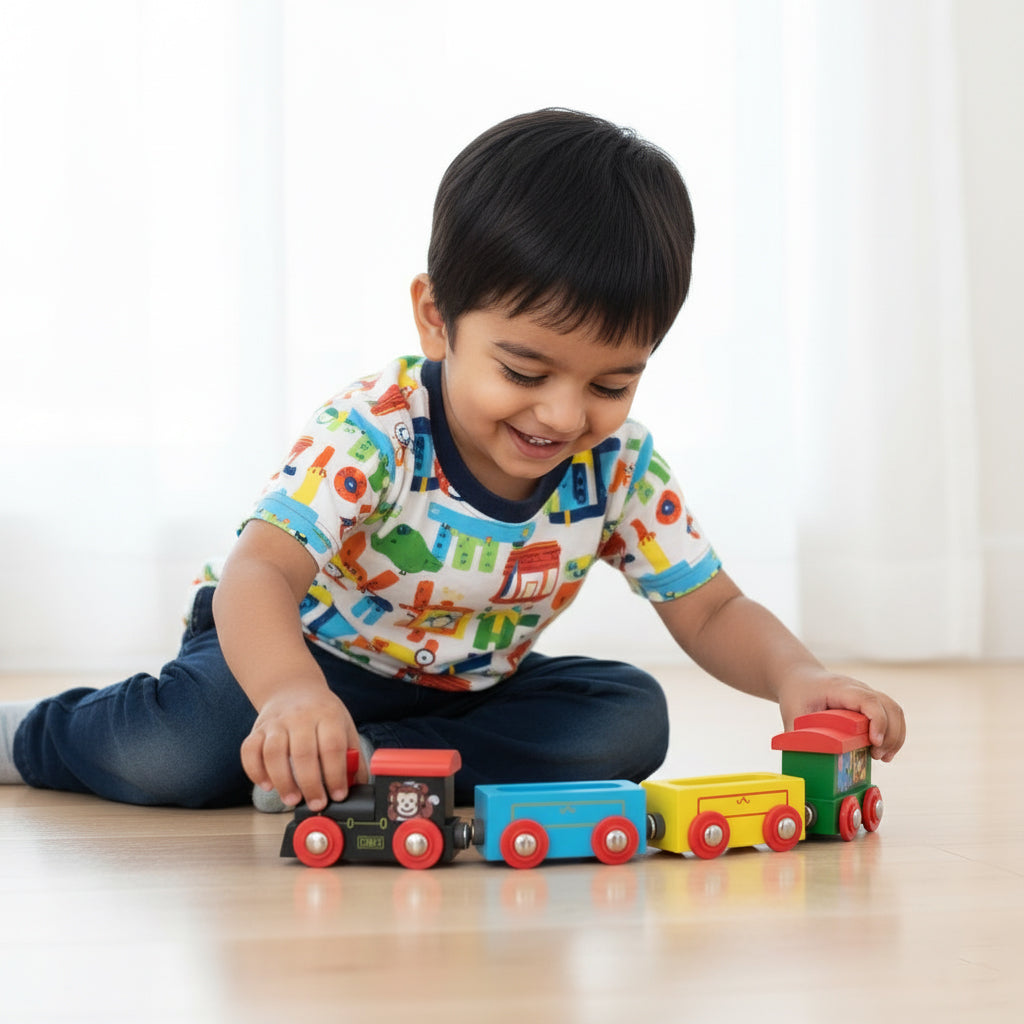 Wudly Wooden Toy Magnetic Train Set