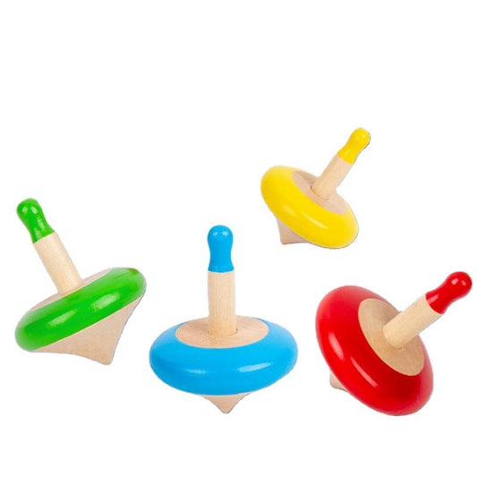 Wudly - Toys Wooden Spinning Top Toy Lattu Bhawra Lattoo Chakri Good Gift for Fun Games, Recreational & Therapeutic Use for Children, Adults & Seniors (Pack of 4)(Multi Colors  ) Eco Friendly & Safe Non Toxic Colors
