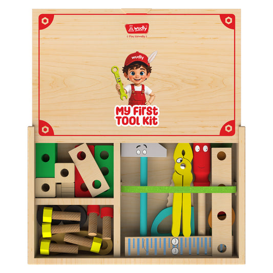 Wudly Wooden Tool Box Set  Pretend Play Kit