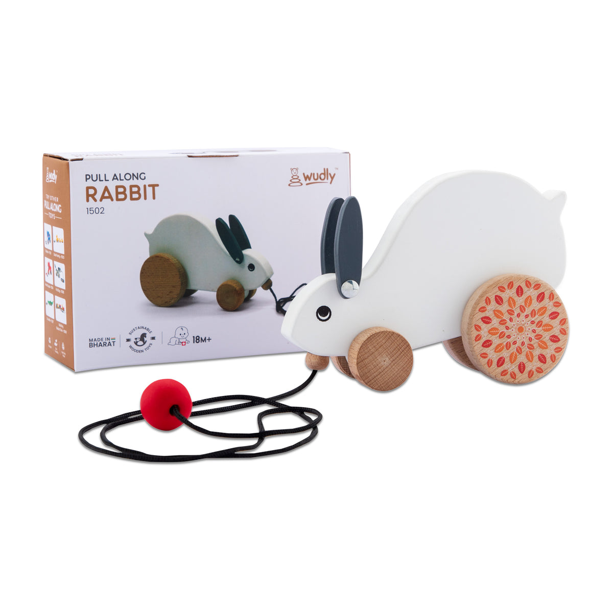 Wudly Wooden Rabbit Pull-Along Toy