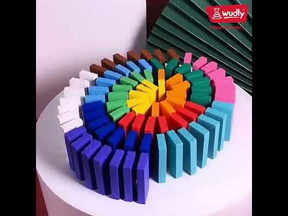 WUDLY 120 Pcs 12 Color Wooden Dominos Blocks Set